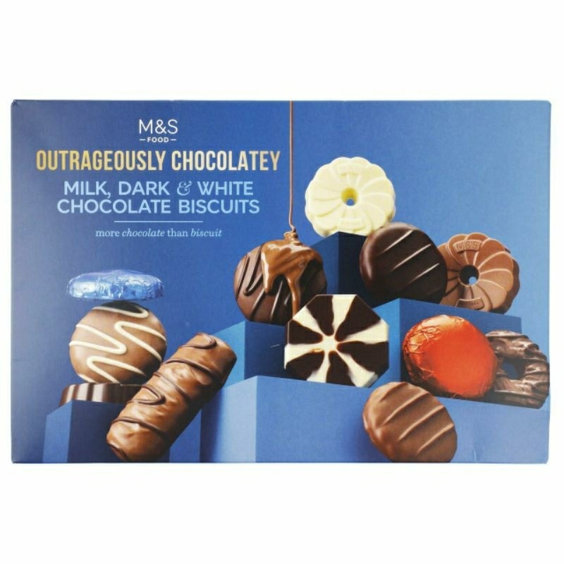 

MARKS & SPENCER M&S FOOD Outrageously Chocolatey Milk, Dark & White Chocolate Biscuits 450g