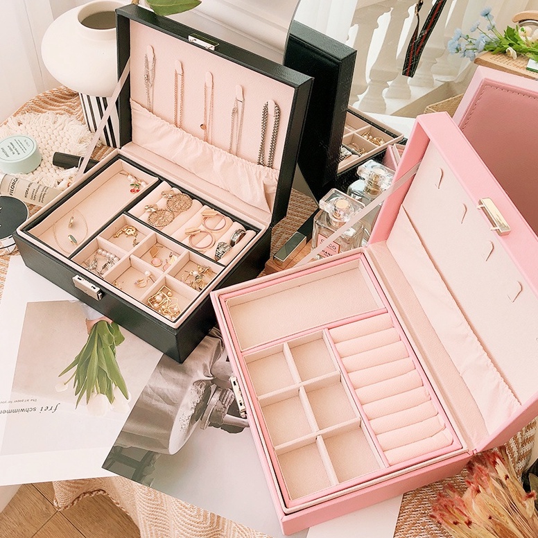 Terlaris.. Display 2 Layer Kotak perhiasan Kotak penyimpanan perhiasan kotak perhiasan Kotak penyimp