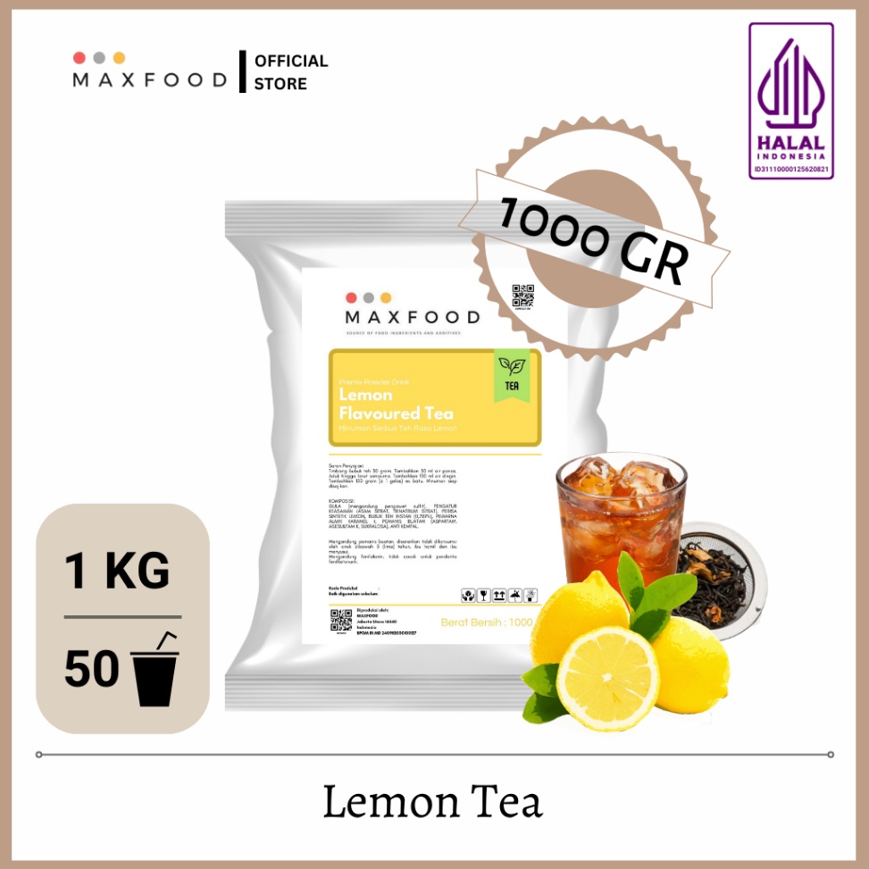 

YMTJ2987 Terlaku.../ MAXFOOD - Lemon Tea/ Teh Lemon/ Bubuk Minuman Rasa Lemon Tea 1 Kg