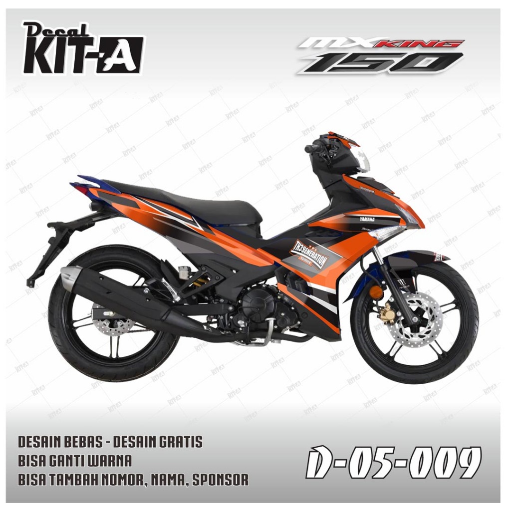 Decal Jupiter MX KING Full Body Terbaru MOTIF GRADASI ORANGE HITAM D-O5-009