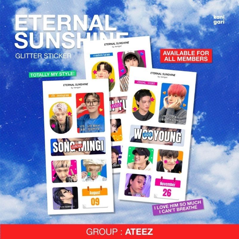 

ATEEZ ETERNAL SUNSHINE GLITTER STICKERS ㅡ by hyemmuw