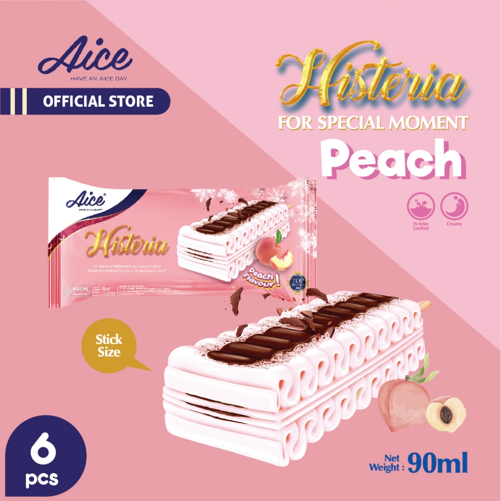 Aice Ice Cream Histeria Peach For Special Moment isi 6pcs