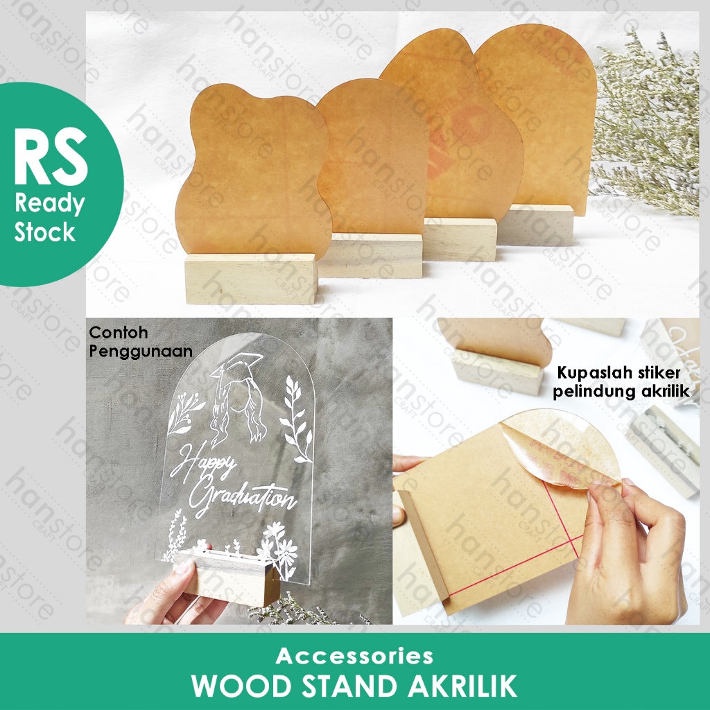 RS DIY Drawing Wood Stand Akrilik / Stand Akrilik Kayu / Acrylic / Dekorasi Kado Pajangan