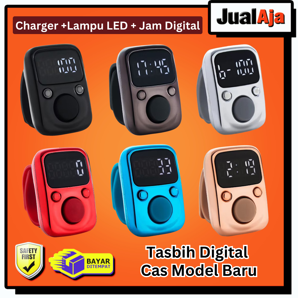 Tasbih Digital Charger LED Jam Digital Premium
