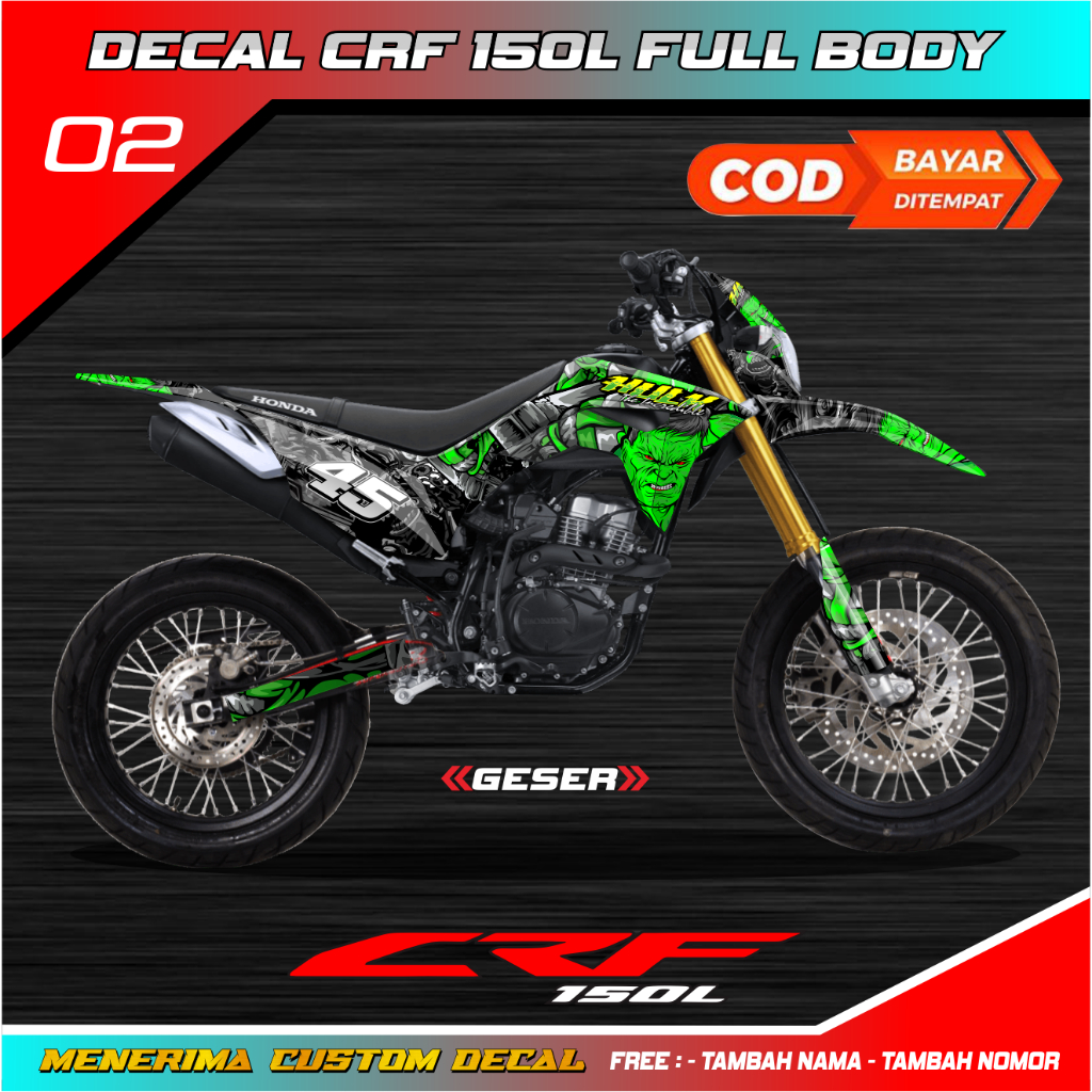 Decal Stiker Crf 150 L Full Body Hologram Hijau