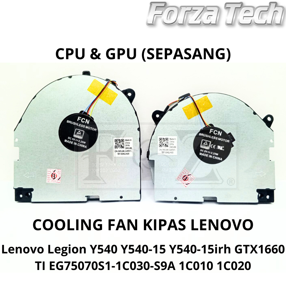 NEW Cooling FAN KIPAS LAPTOP Untuk Legion GTX1660TI Y7000P EG75070S1-1C030-S9A CPU & GPU SEPASANG KA