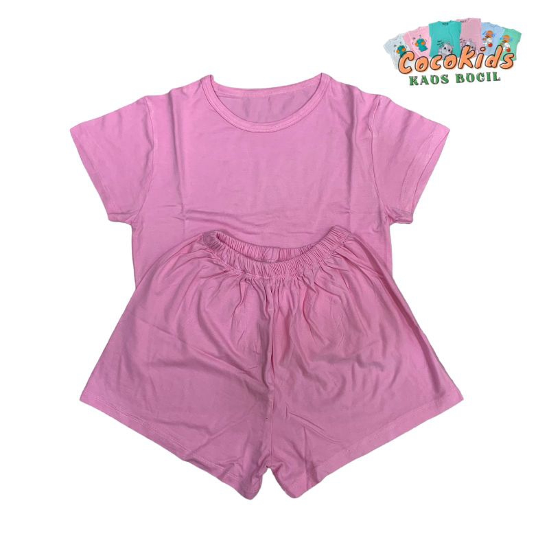Baju one set crop polos Anak Perempuan /Baju set Anak Perempuan Uniku / Baju setelan bocil  2-15 tah