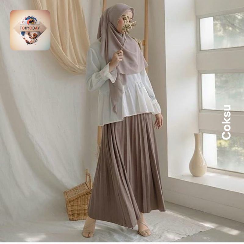 Rok Plisket Hyget Panjang / Rok Warna Coksu / Rok Wanita