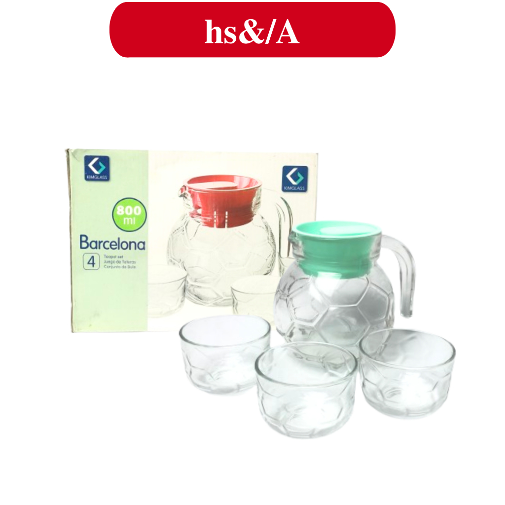 Pitcher Set 4 in 1 Bulat Kimglass Teko dan Kado Bulat Murah