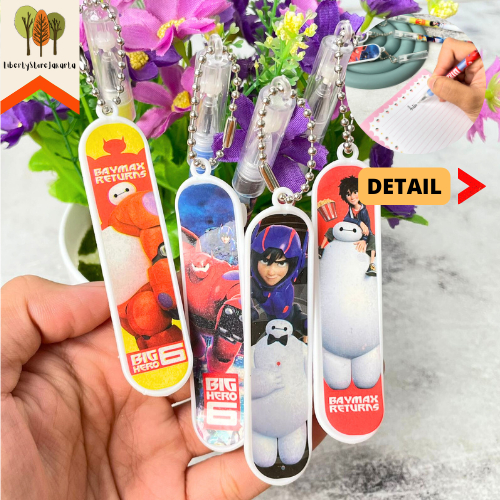 

Pulpen Gel Gantungan Skateboard Baymax Tinta Warna Hitam ATK PG-1043