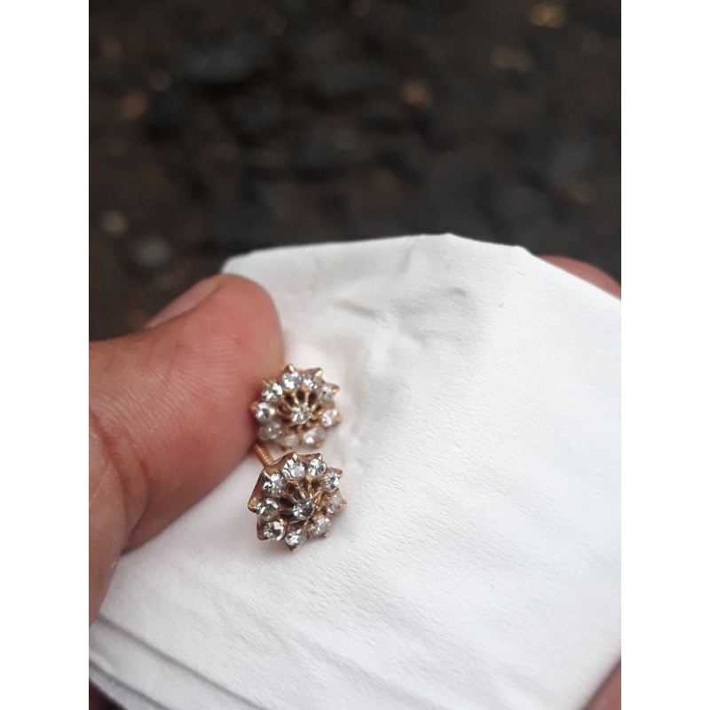 anting tusuk emas berlian banjar putih