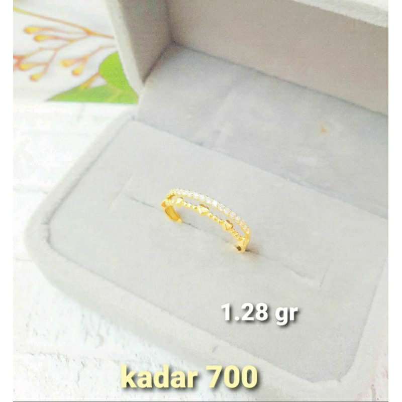 Cincin love permata 2 baris.Kadar emas 700/16K.Emas asli,emas tua.