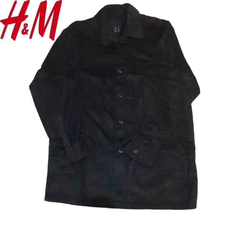 kemeja Hm Hitam Corduroy