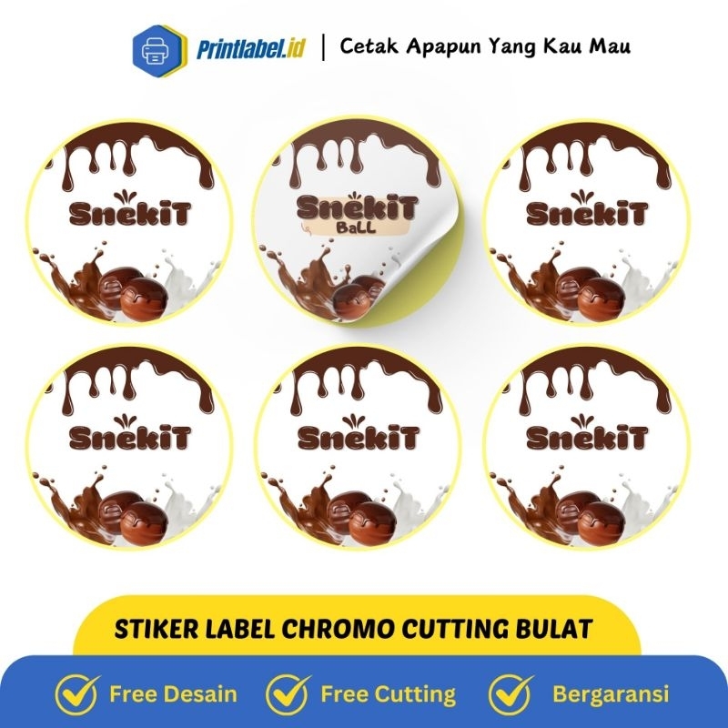 Stiker Label Bulat Brand Nama Toko Bahan Chromo Free Cutting