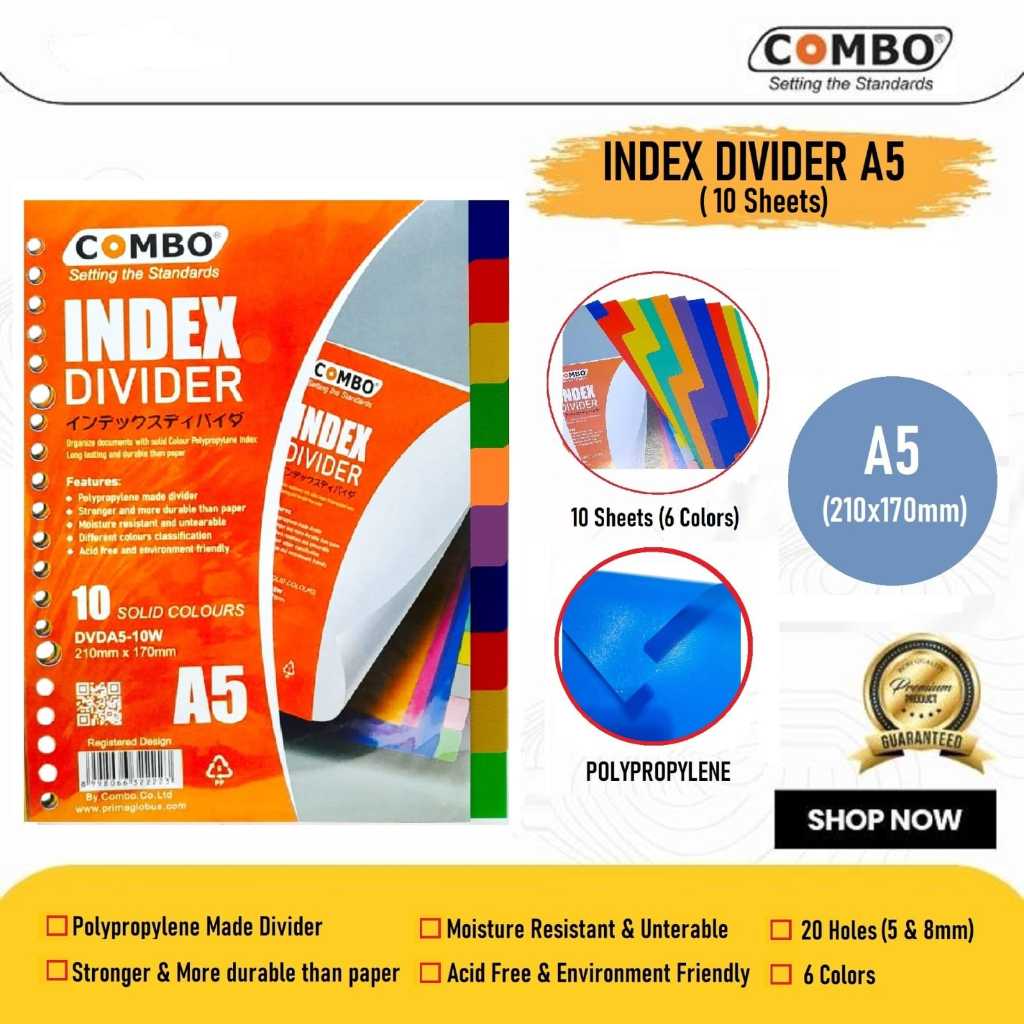 

Pembatas Binder 10 Warna/ Divider A5 10 Warna / Combo Odner A5 10W
