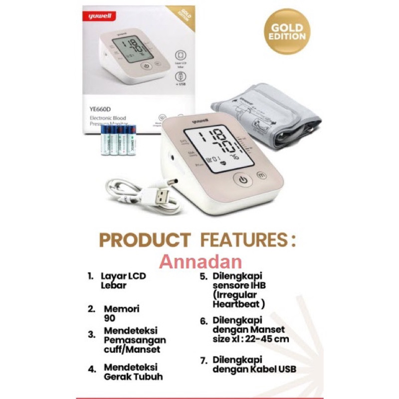 Tensi Digital Yuwell YE 660 D /Tensi Digital Listrik