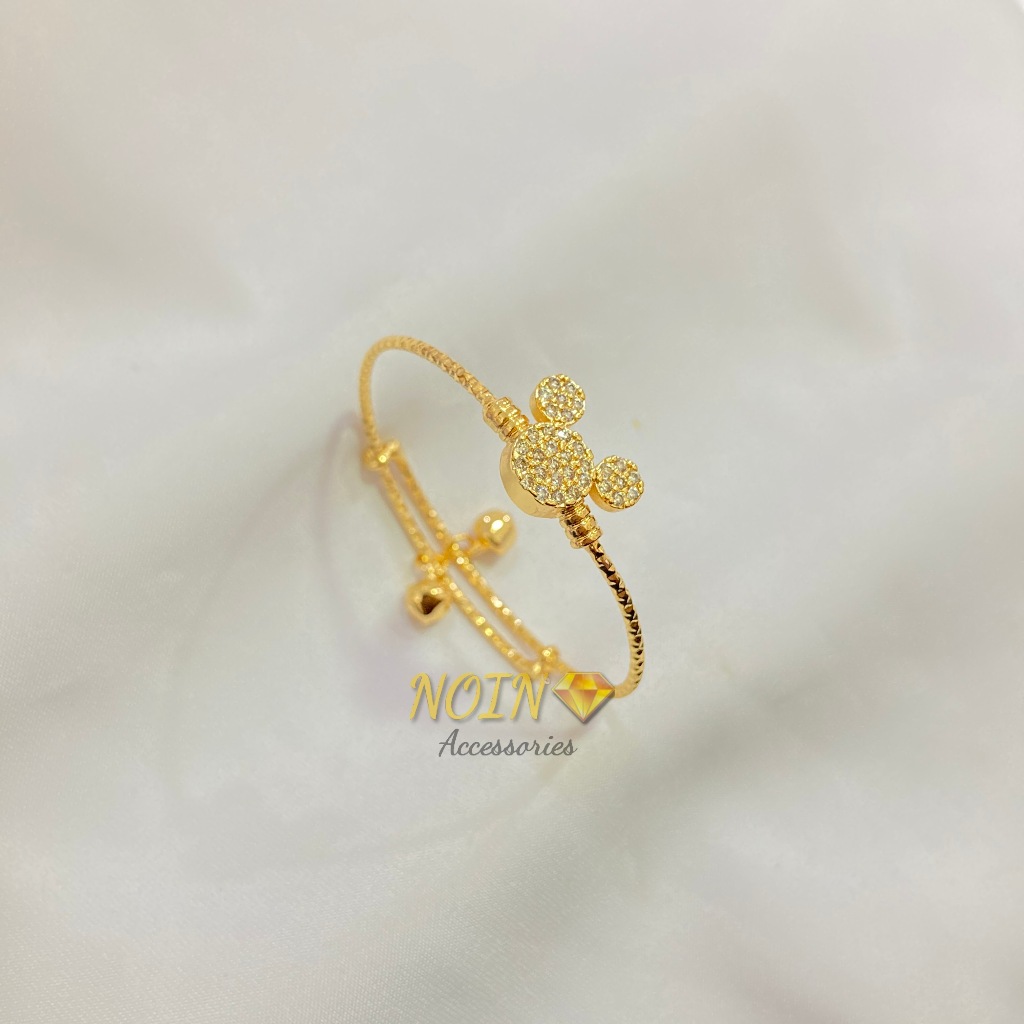 Gelang Anak Flexible Lapis Emas Permata Putih / Hitam