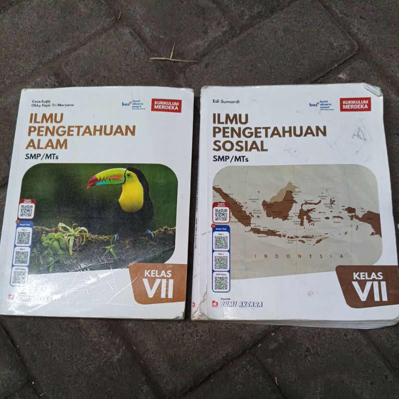 buku pelajaran IPA dan IPS SMP kurikulum merdeka kelas 7 8 9 bekas bumi aksara original