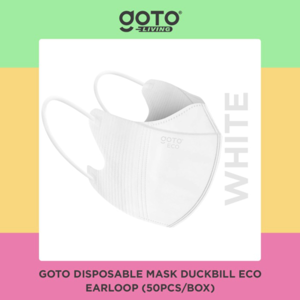 Dijual Goto Masker Duckbill 3 Ply Disposable Mask Kesehatan 3Ply Earloop - ECO Putih 50pcs Murah