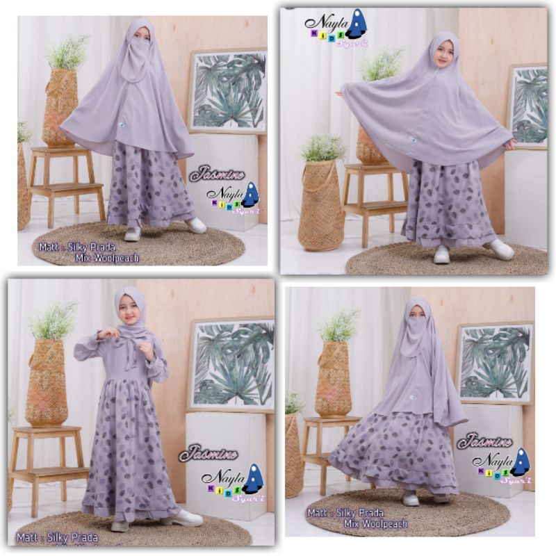 Jasmine Nayla Kids Gamis Muslim Anak Cadar Tali