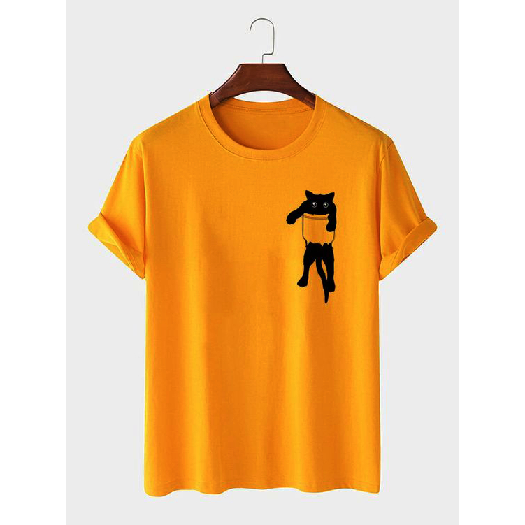 Baju Kaos Distro Pria Wanita Motif Cat Warna Kuning Mustard I Tshirt Distro Premium Bahan Cotton Com