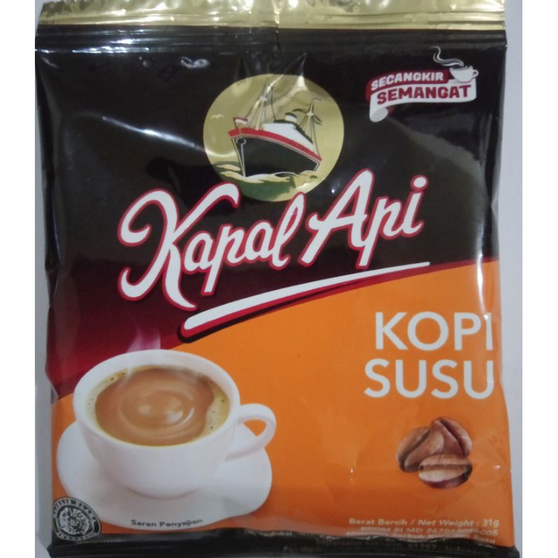 

kopi kapal api susu per renceng isi 10 sachet