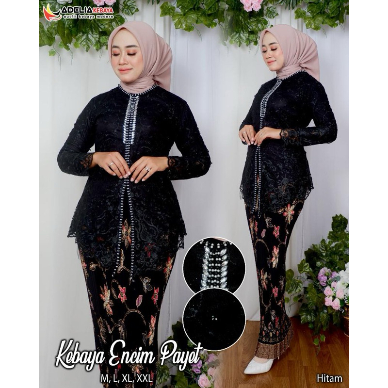 Setelan Kebaya Modern Encim Payet - Kebaya Busui - Kebaya Wisuda - Kebaya Brokat - Kebaya Modern - K