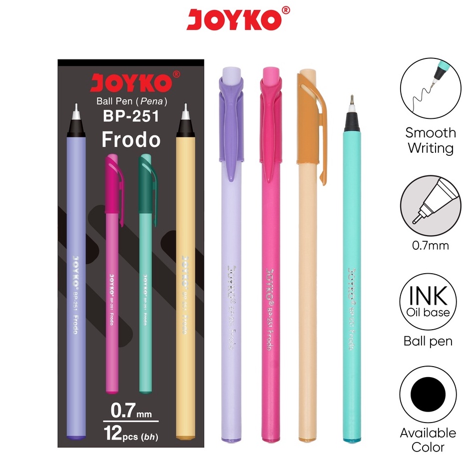 

Ball Pen Pulpen Pena Joyko BP-251 Frodo 0.7 mm 1 Box 12 Pcs