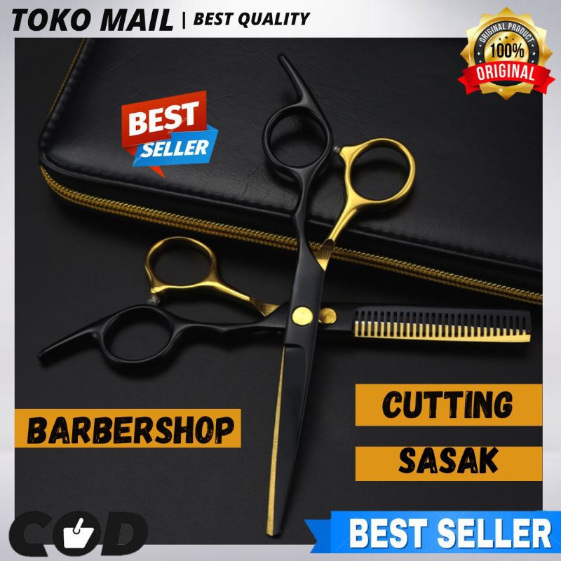 Gunting Potong Rambut Stainless Steel Set Gunting Cukur Potong Pangkas Rambut Salon Barbershop Flat 