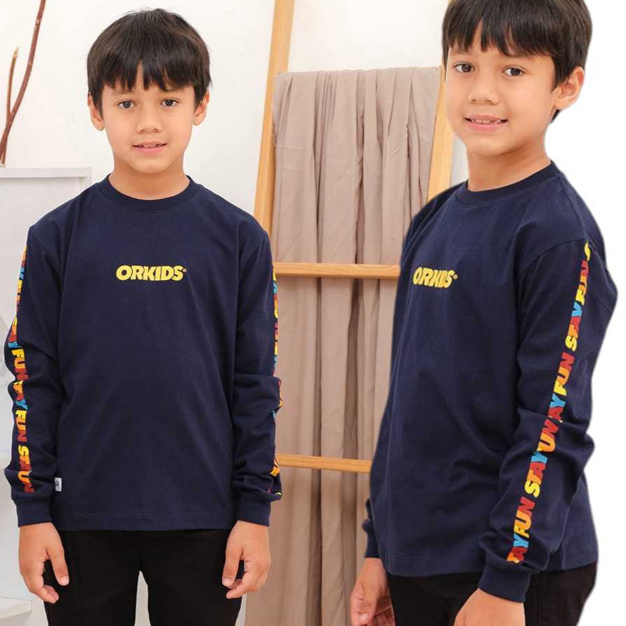 PROMO Kaos Lengan Panjang Anak Laki Laki Orkids Baju Panjang Anak Orkids Fun Navy.
