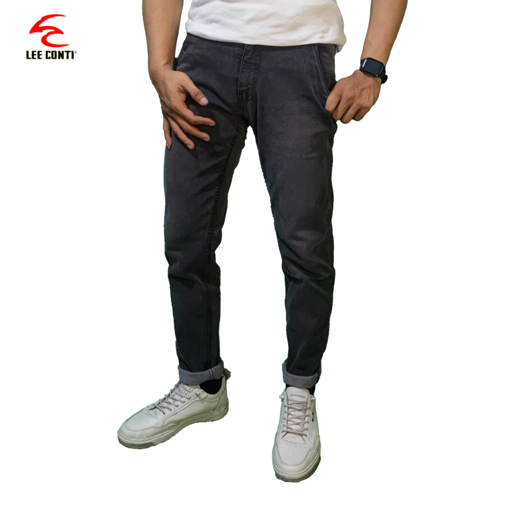 Lee Conti - Celana Panjang Pria Jeans Hitam Stretch RSB