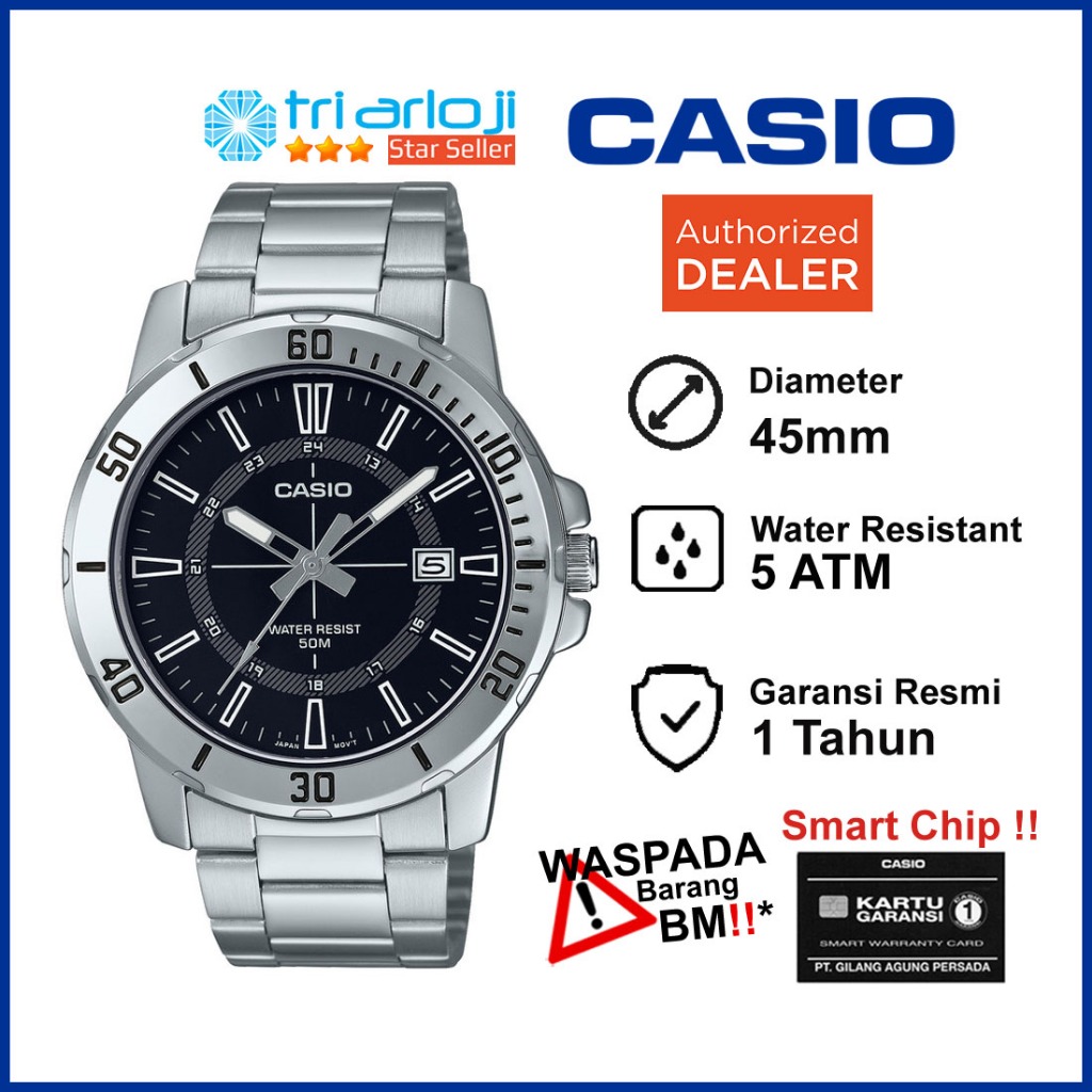 CASIO MTP-VD01D-1CVUDF Jam Tangan Pria Analog Stainless Steel MTP-VD01D-1C MTPVD01D