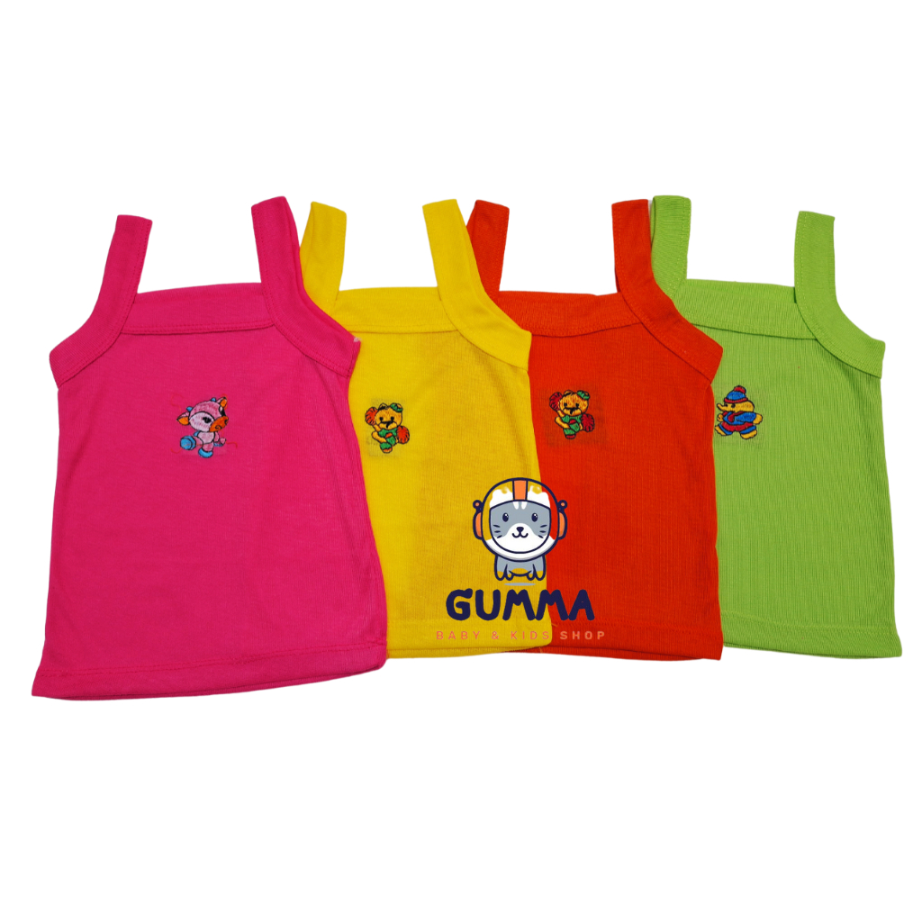 KAOS DALAM ANAK 0 - 5 TAHUN ~ MOTIF BORDIR ~ WARNA STABILO ~ singlet anak ~ singlet yukensi enji ~ k