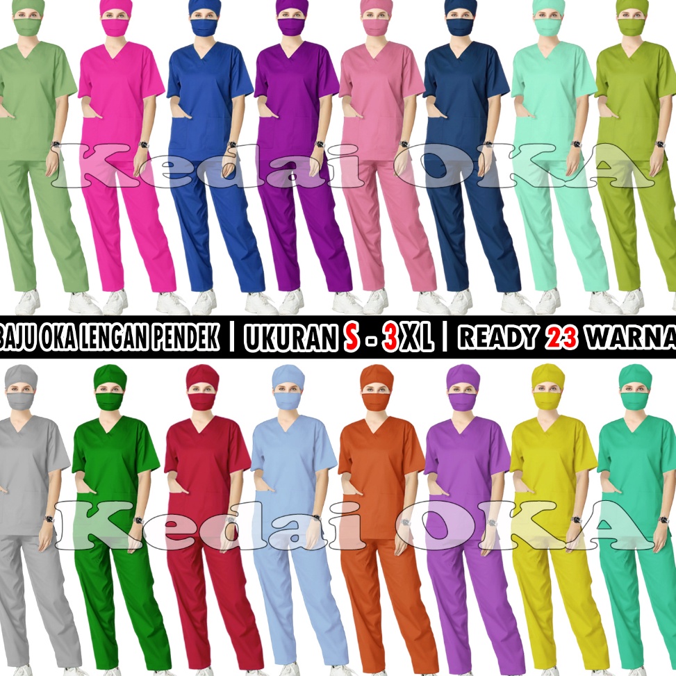 JQLD1528 (COD )NEW_PRODUCT Jual Baju Oka - Seragam Ok Lengan Pendek - Baju Jaga Perawat - Scrub Oka 
