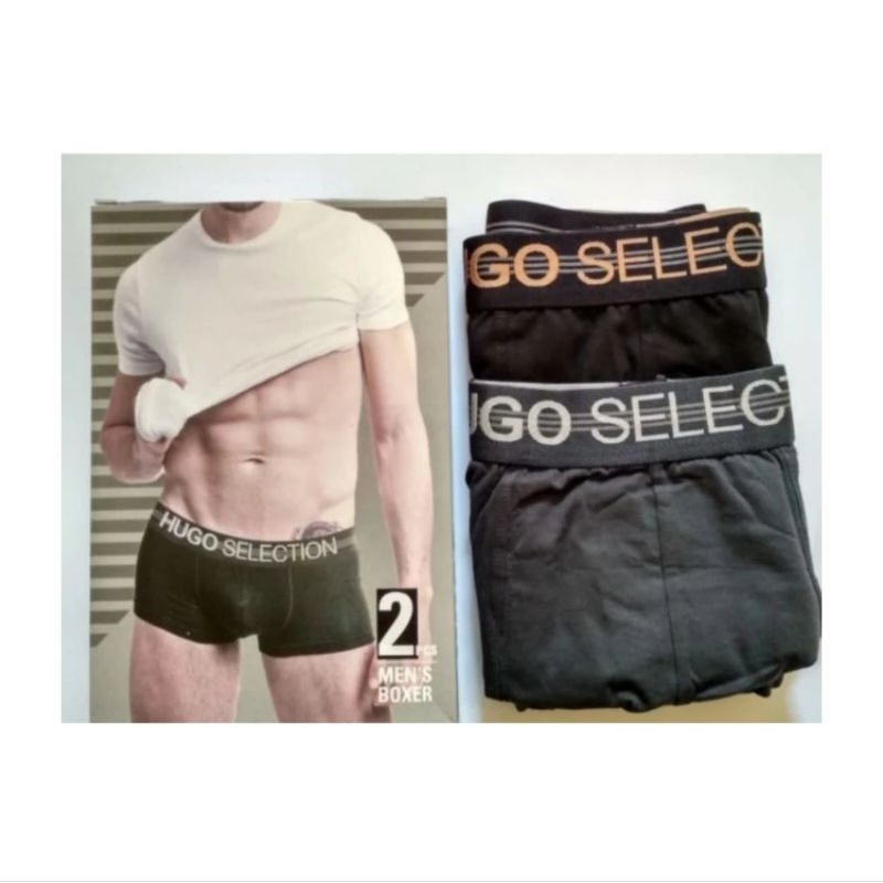 (2PCS) BOXER HUGO SELECTION / BOXER HUGO SELECTION PRIA / BOXER HUGO SELECTION DEWASA