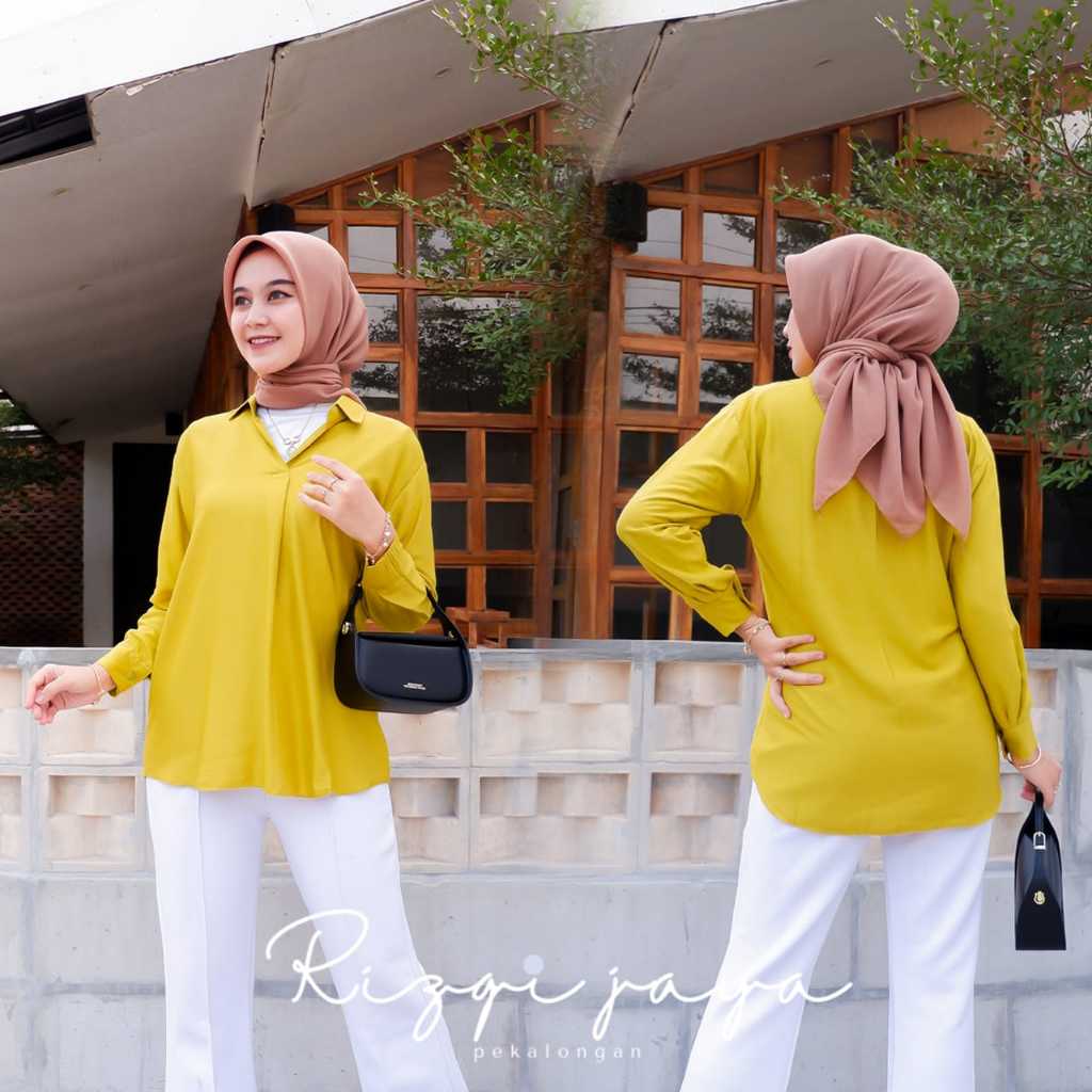 Clara Top Blouse Kemeja  Wanita kerah v neck - Atasan wanita