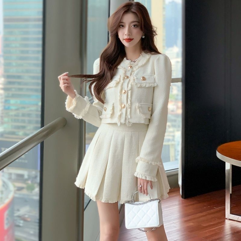 Gavriella Tweed One Set / ff359 ( Blazer + Skirt )