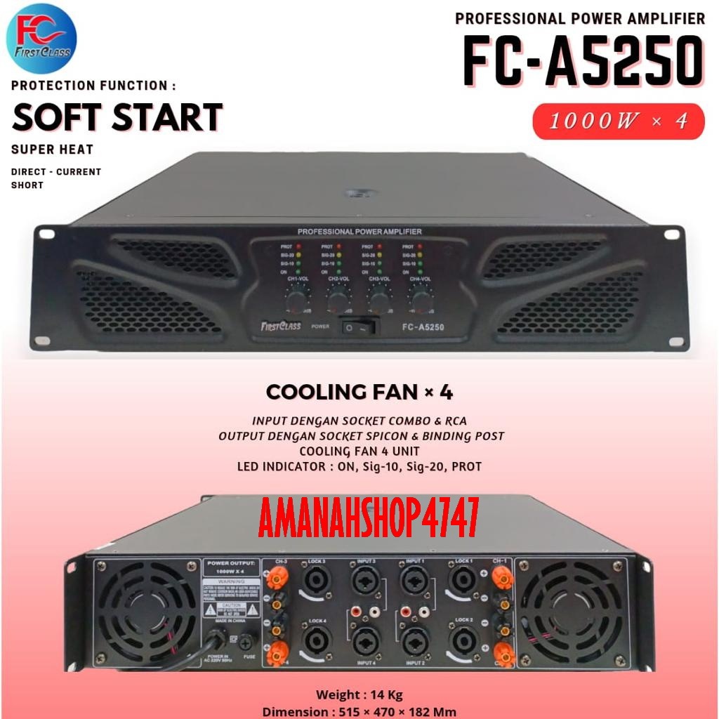 POWER AMPLIFIER FIRSTCLASS FC-A5250 FCA5250 FC A5250 1000 WATT X 4