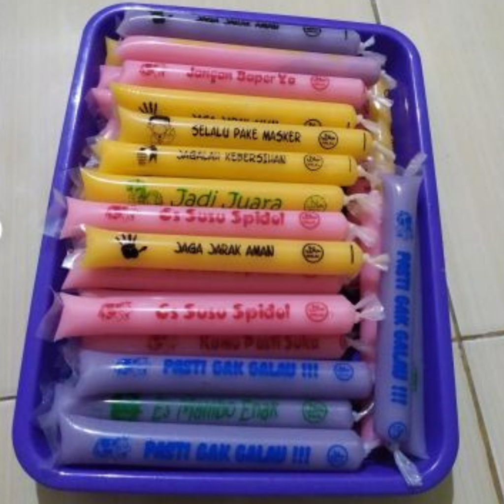 100 pcs Plastik Es Lilin Sablon Kata Unik - Es Mambo Spidol