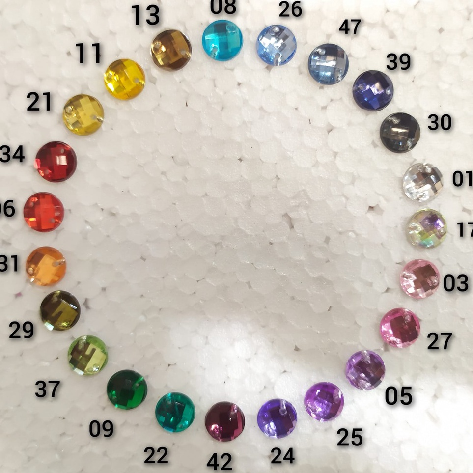 Payet / Diamond Kristal Akrilik Jahit Grade A Bulat 10 mm, 100 pcs