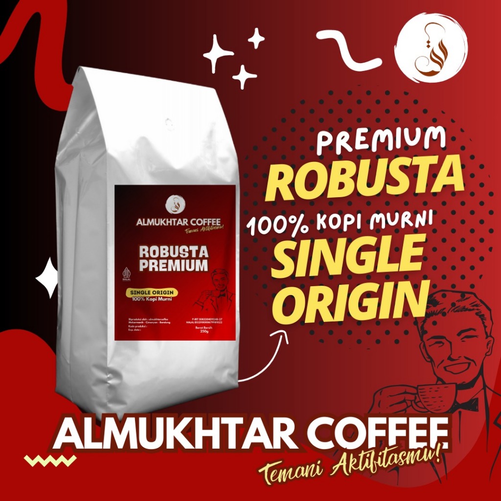 

kopi robusta premium almukhtarcoffee per bungkus 250 gram