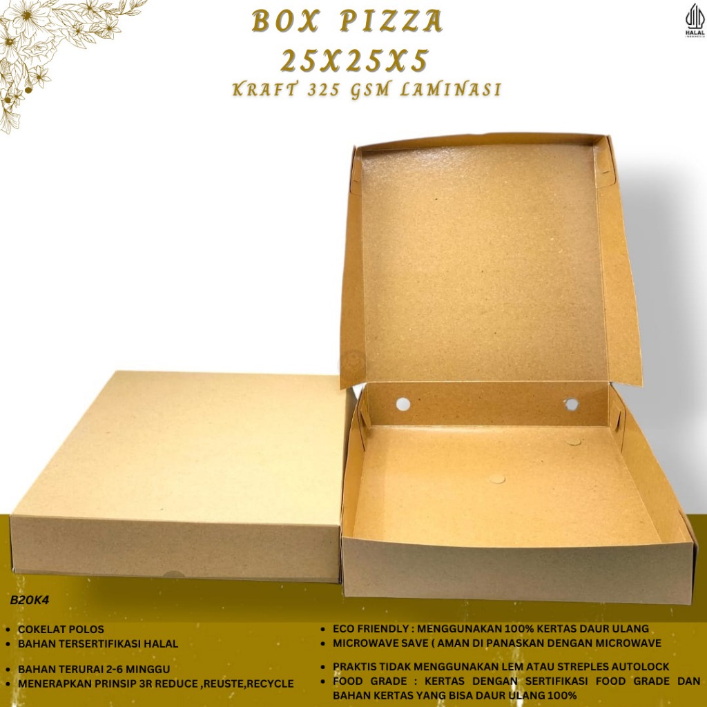 

Box Pizza Dus 25x25x5 Tebal 325 Gsm Laminasi Dus 25 (B20K4-25X25X5 Cm)