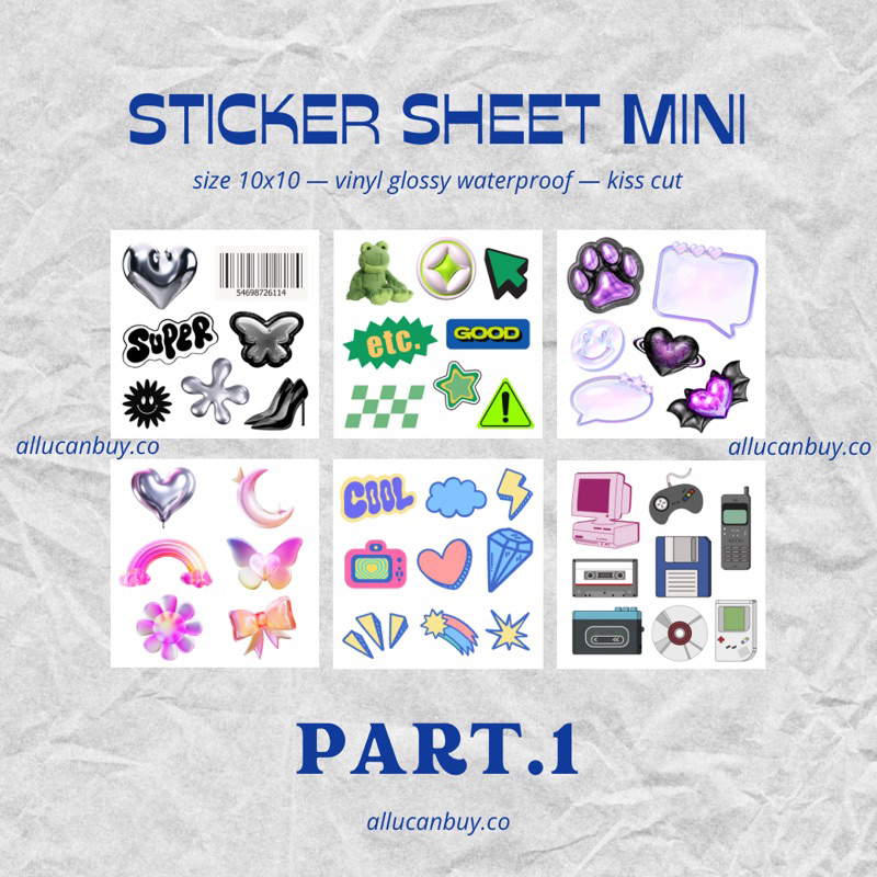 

ALLUCANBUY — STICKER SHEET MINI || VINYL GLOSSY WATERPROOF || KISS CUT