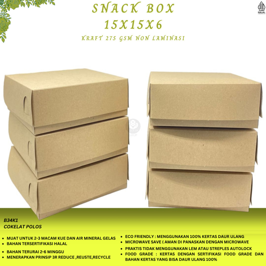 Box Snack Dus Snack Box Kue Snack Box 15x15x6 (B34K1-15X15X6)