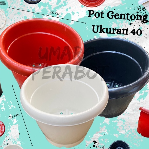 Diskon Pot Gentong Ukuran 40 / Pot Besar / Pot Jumbo / Pot Vinca / Pot Tanaman / Pot Bunga / Pot Plastik / Umaro Perabot.