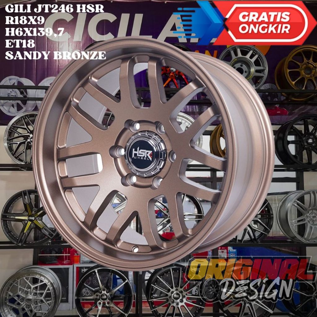 Velg Pelek Mobil Ring 18 HSR GILI R18 LEBAR 9 LOBANG BAUT 6 ET18 BRONZE