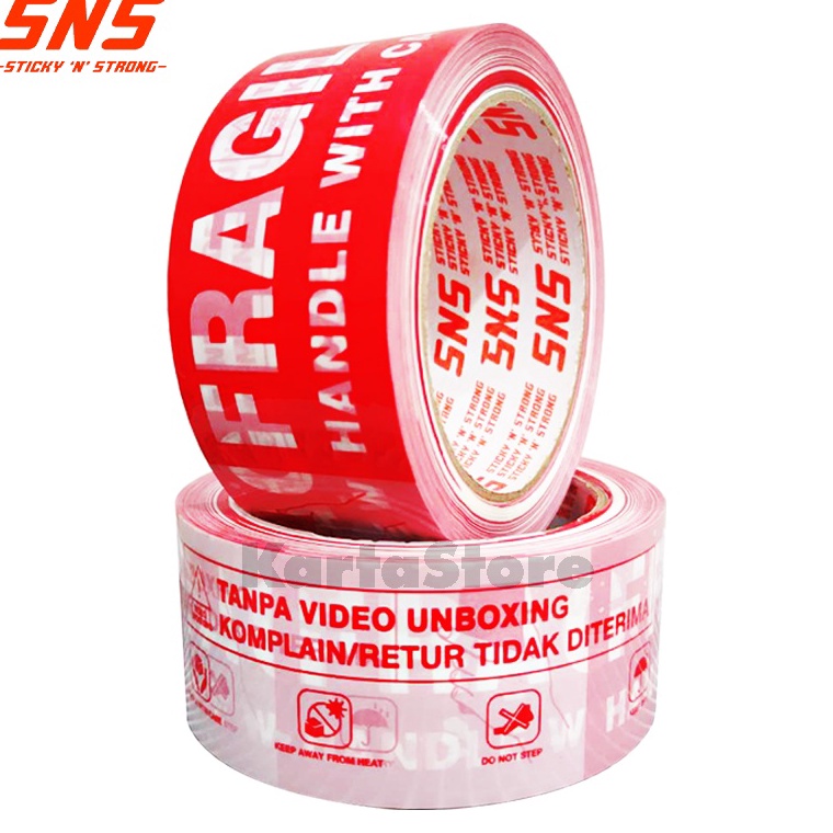 

Lakban Unboxing Fragile Mix 100 Yard SNS Sticky N Strong