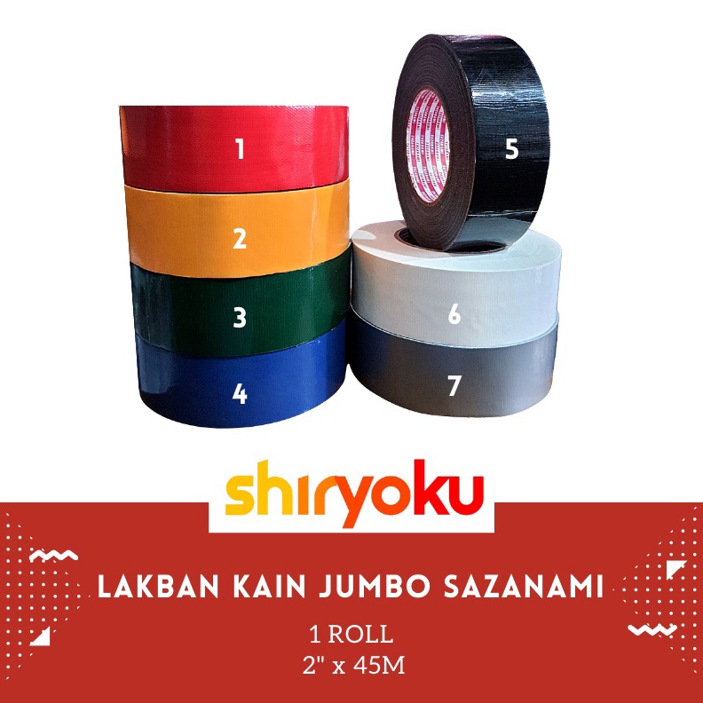 

12.12 Brands Festival Lakban Kain Hitam 2" Inch x 45m Sazanami Cloth Tape Warna 48mm Jumbo gas !!