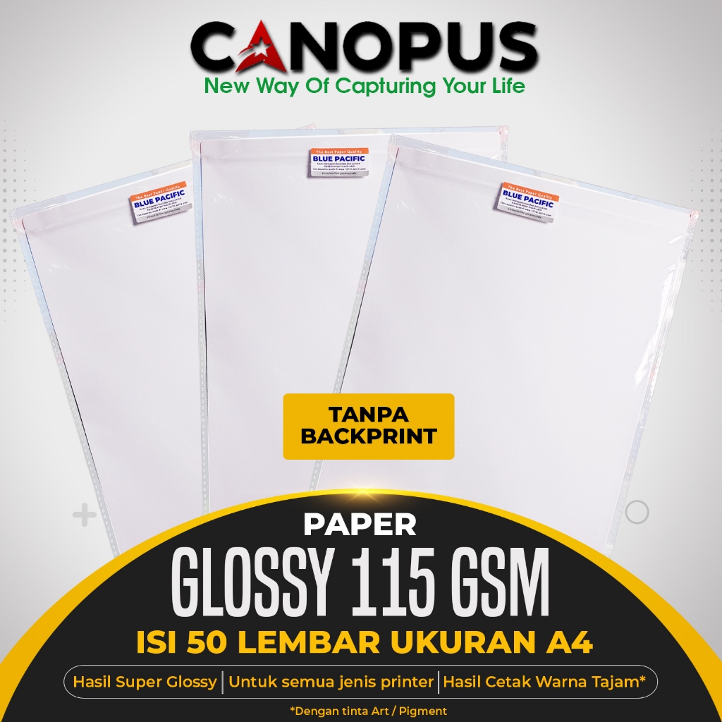 Canopus Kertas Foto Glossy Photo Paper A4 115 Gsm untuk brosur