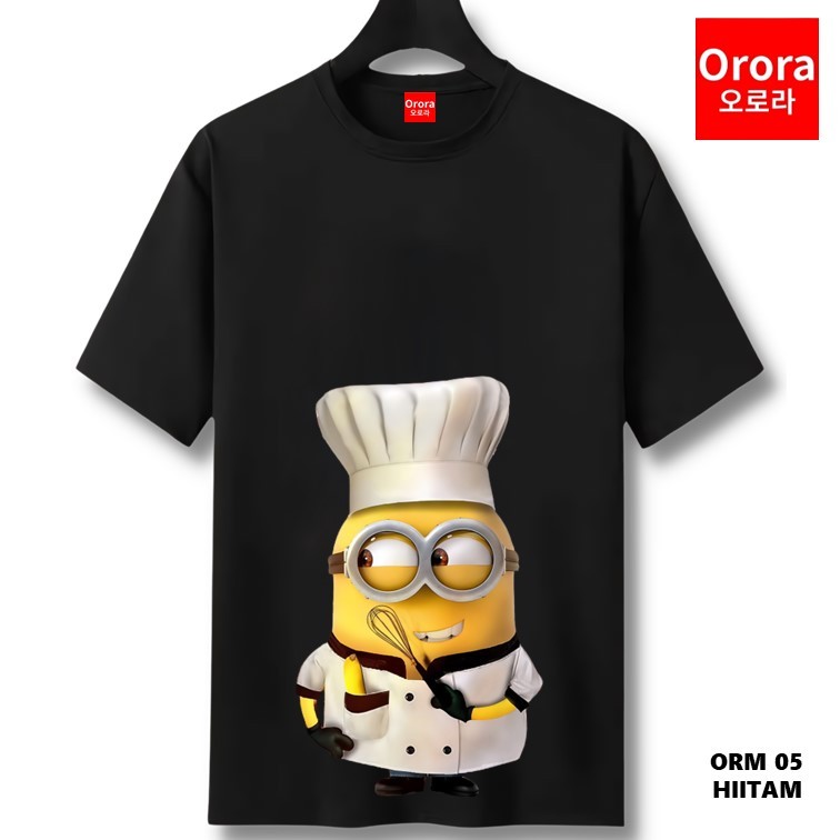 Kaos Distro Premium Minion - Baju Atasan Sablon Pria Wanita Warna Hitam Putih Ukuran S M L XL XXL XXXL keren Original ORM - ORORA